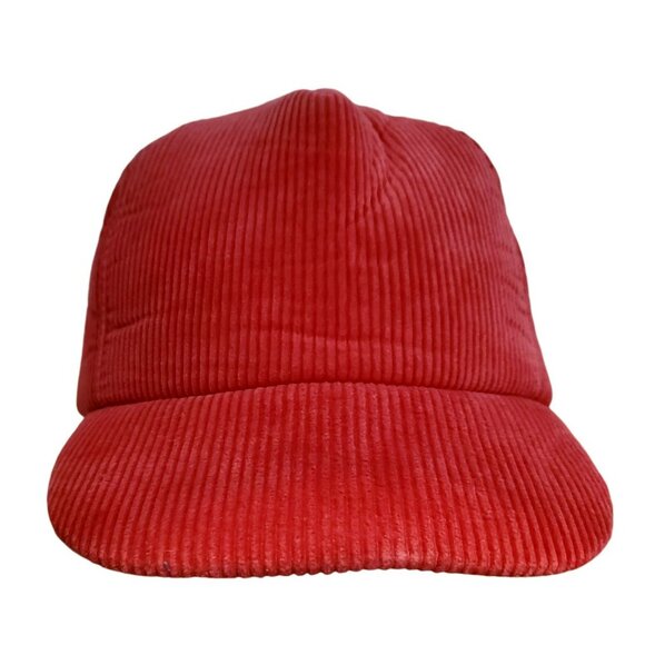 Vintage San Sun Red Corduroy Hat Snapback Baseball Cap Heavyweight Blank Trucker - Picture 2 of 11